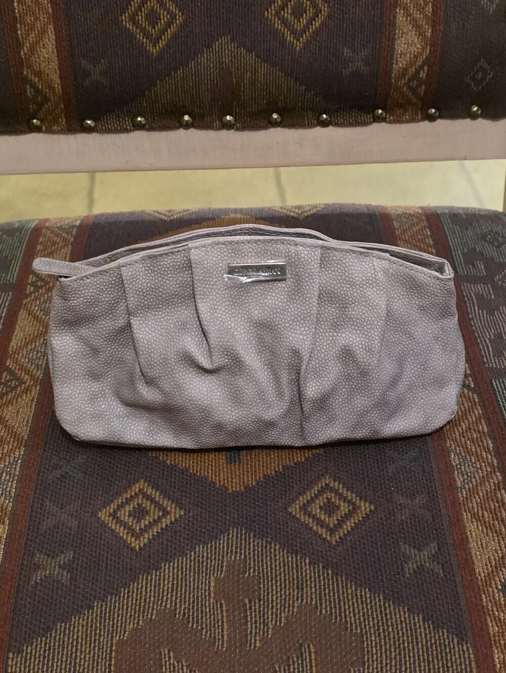 Giorgio Armani Parfums Vegan Taupe Leather Pouch Like New